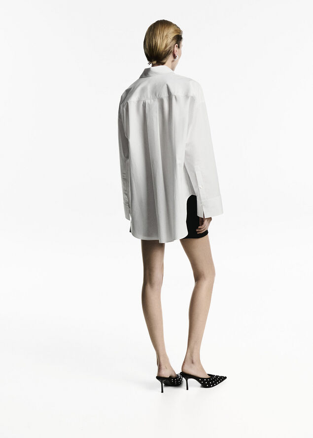 MANGO 100% cotton oversized shirt Natural white