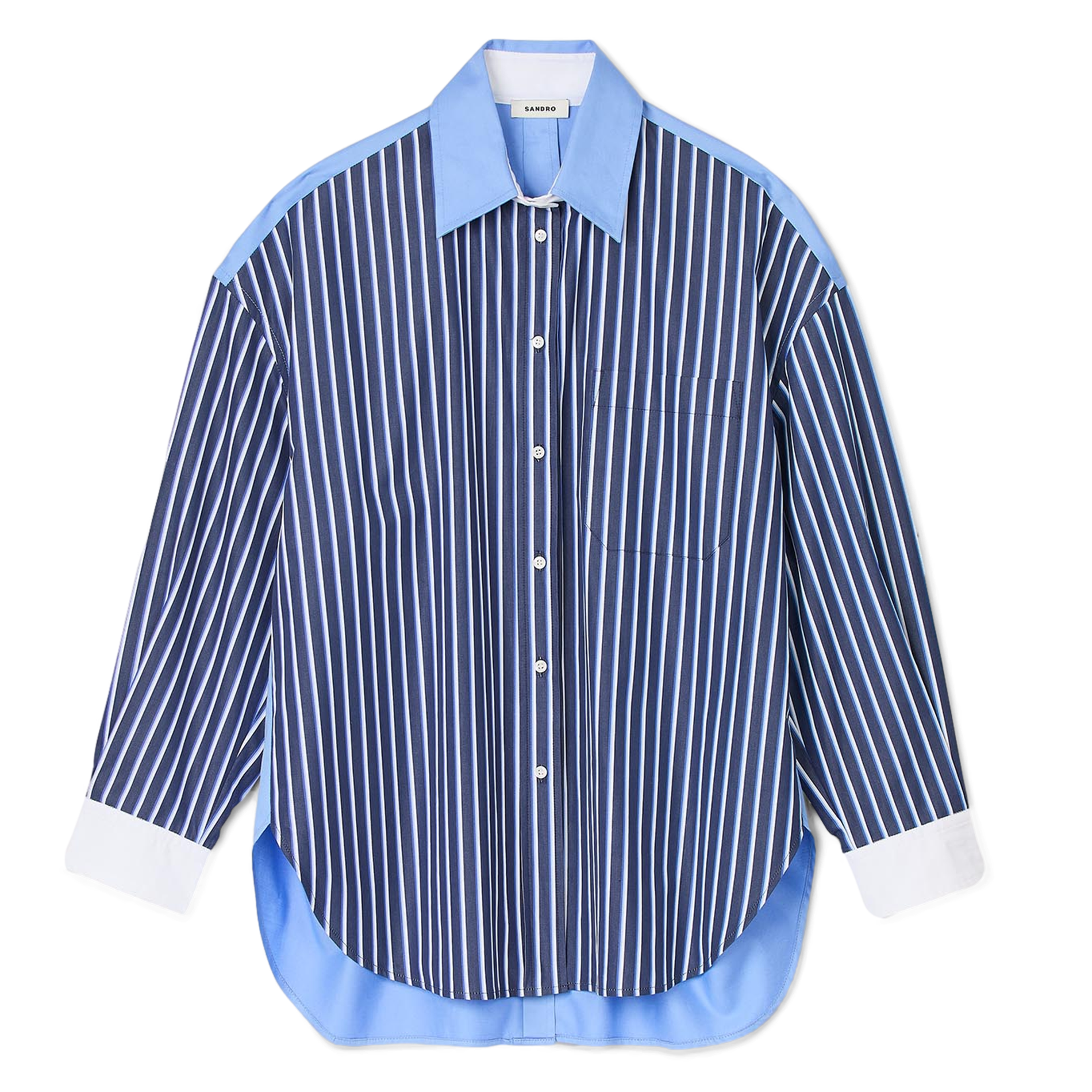 Chemise col classique droit rayée | Bleu