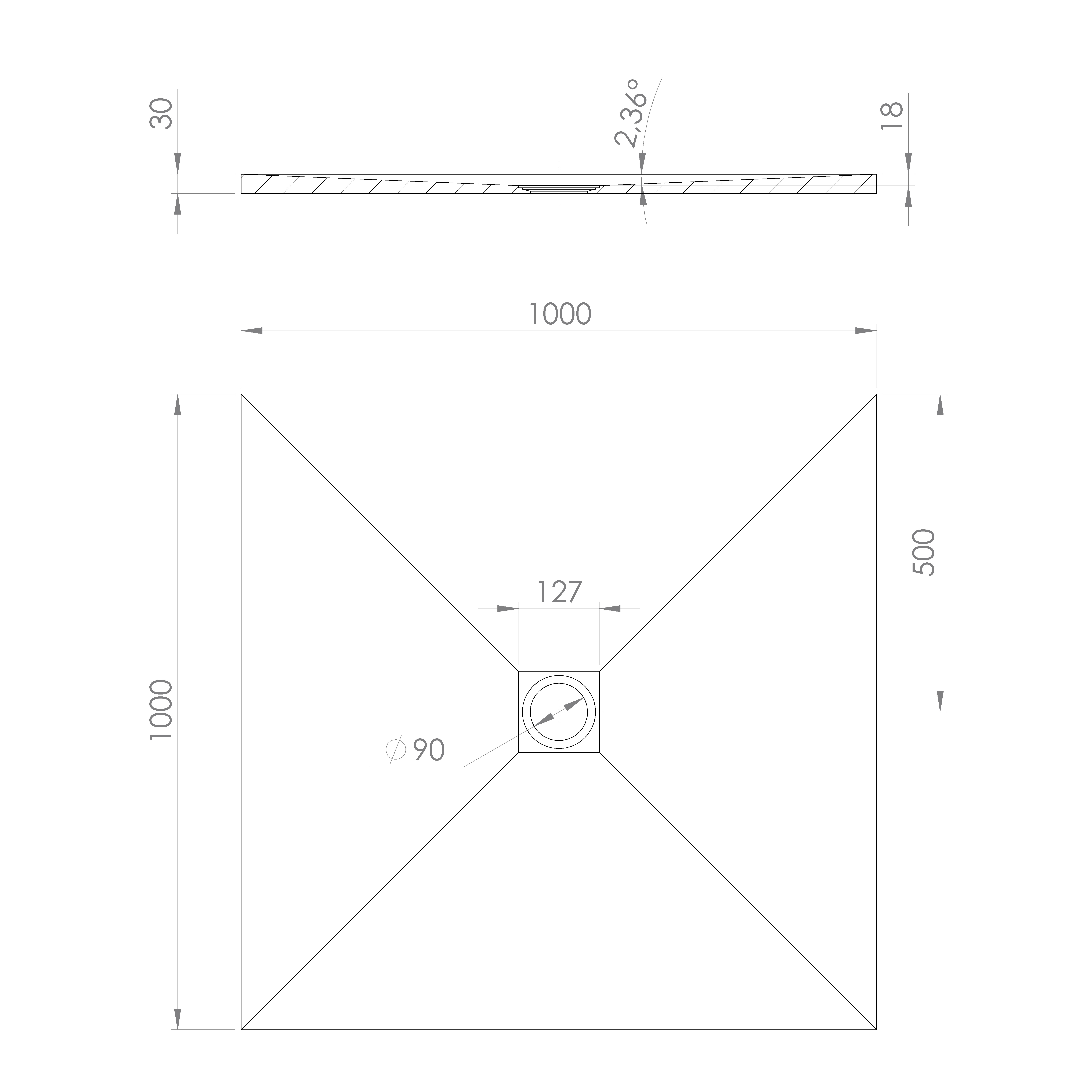 Polysan Treneca douchebak 100x100cm zwart mat