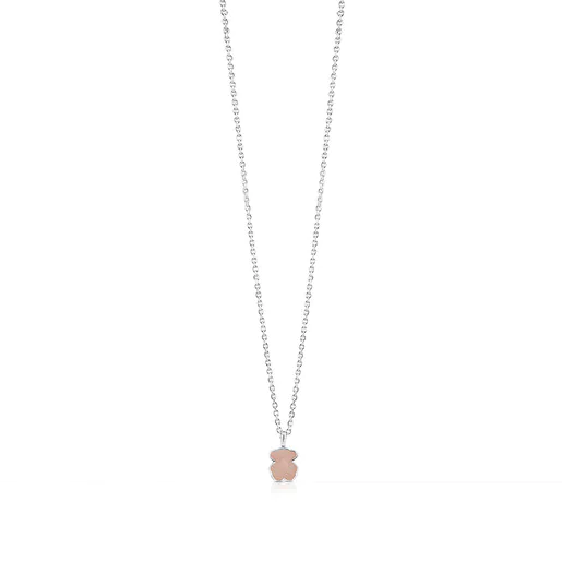 Colar TOUS em Prata Colorida e Quartzo Rosa Facetado