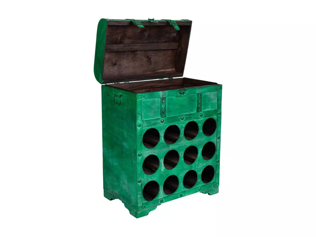 Coffre à vin en bois vert 45x28x59h