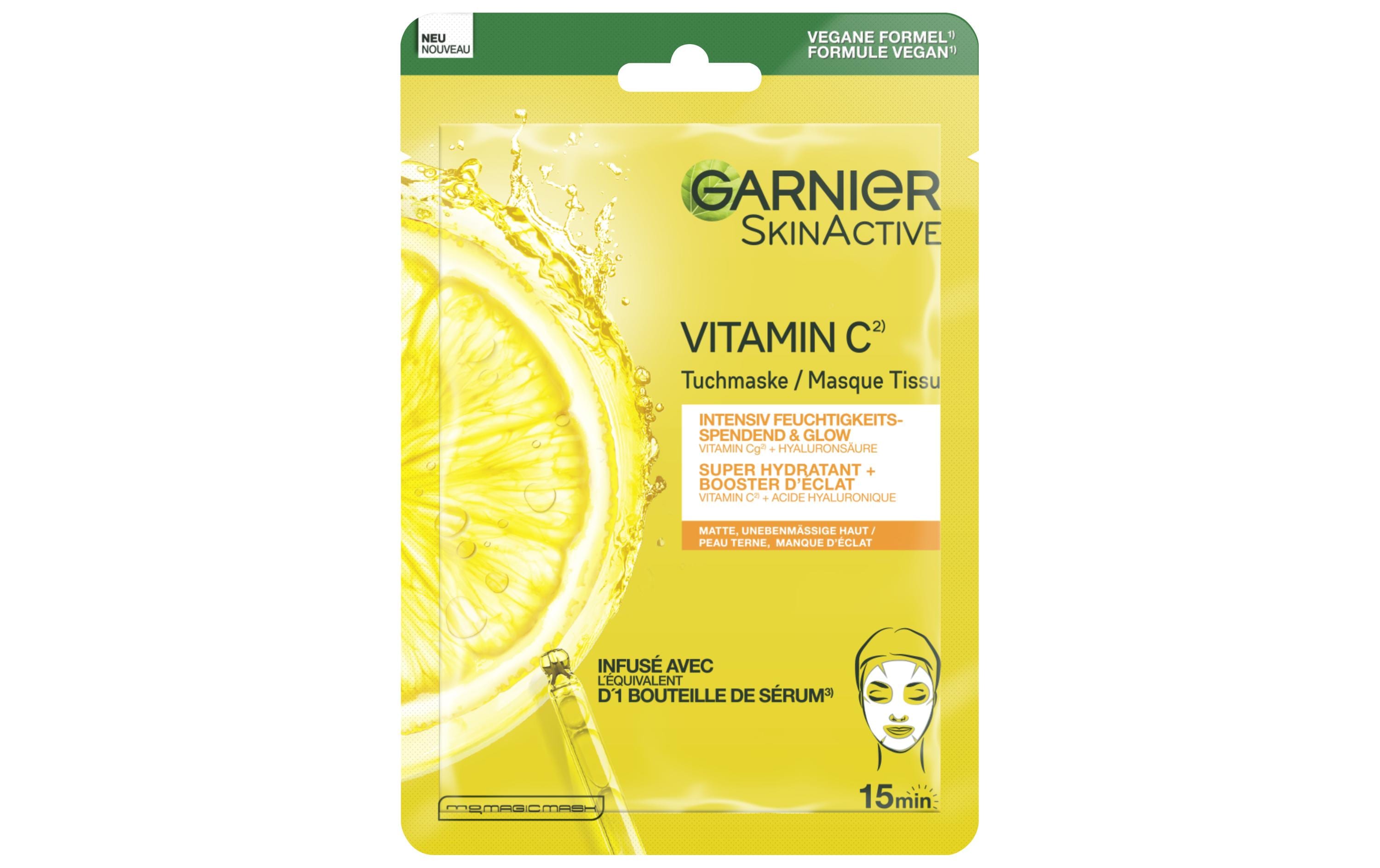 Gesichtsmaske Vitamin C 1 StückTuchmaske spendet sensibler Haut intensiv Feuchtigkeit und pflegt sie reichhaltig