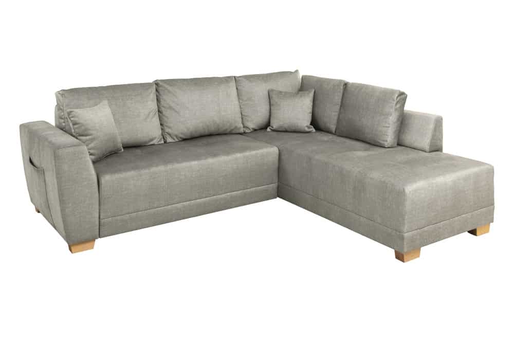 Modernes Ecksofa NORWAY 250cm taupe Vogue Velours Samt Schlafsofa mit Stauraum