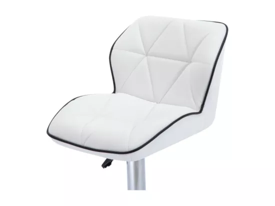 Lot de 2 tabourets de bar en simili et acier chromé - Hauteur réglable - Blanc - CALVIN
