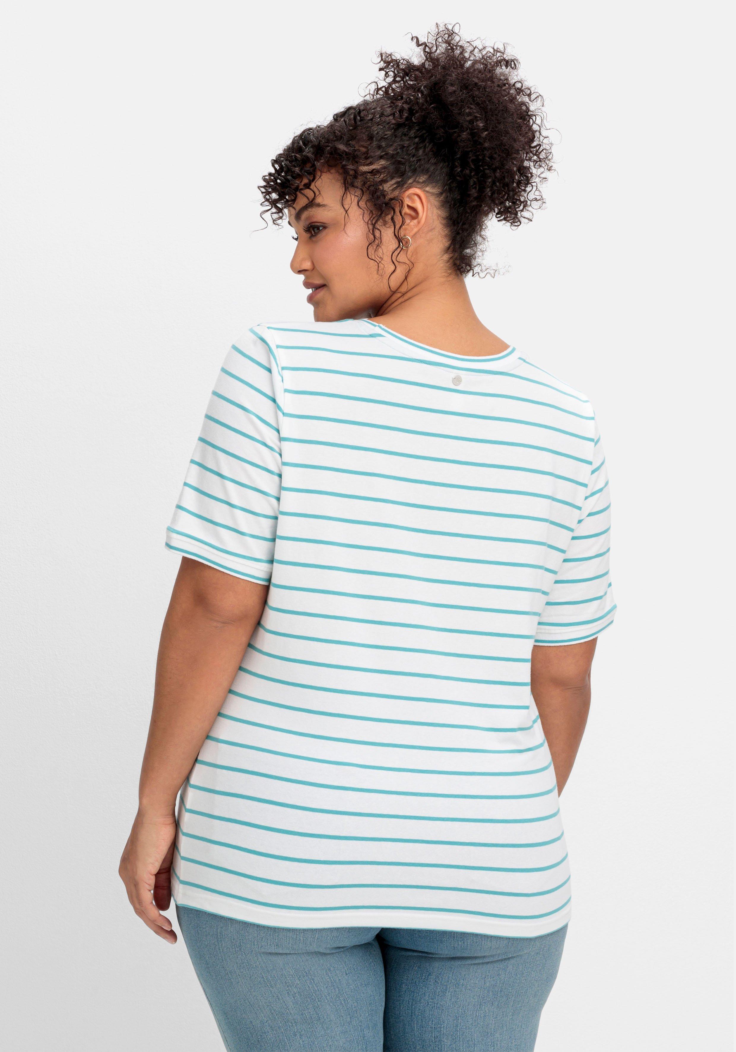Ringelshirt mit verlängertem Halbarm