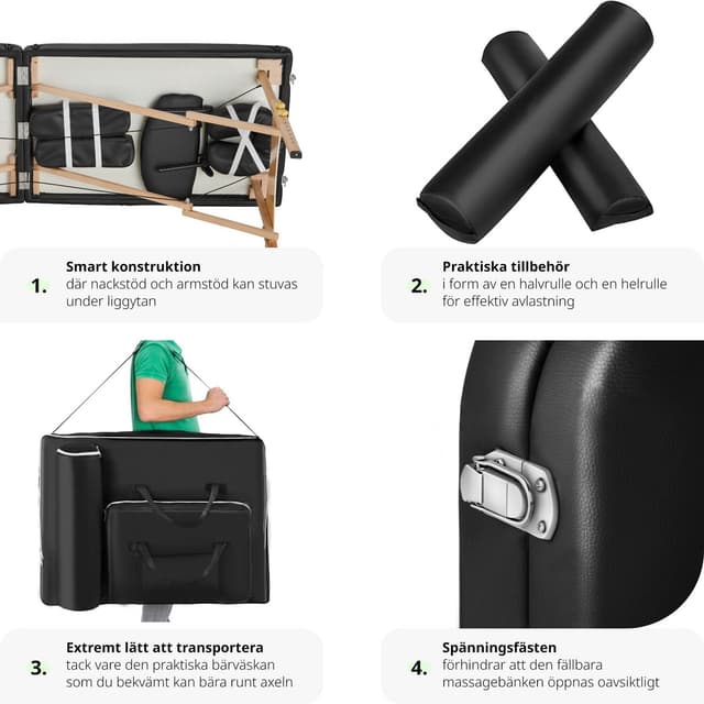 Massagebriks med 2 zoner, 7,5cm polstring + ruller