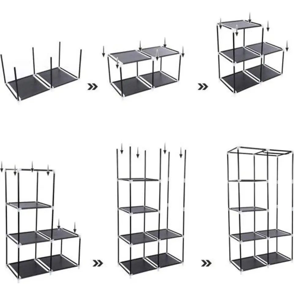 Garderobekast XL - Kledingkast - Opvouwbare Garderobekast Zwart -170x88x45