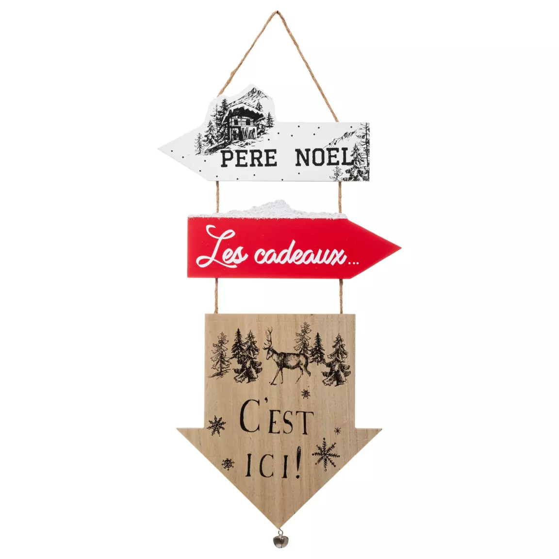 Pancarte en bois (H51 cm) Flèches de Noël