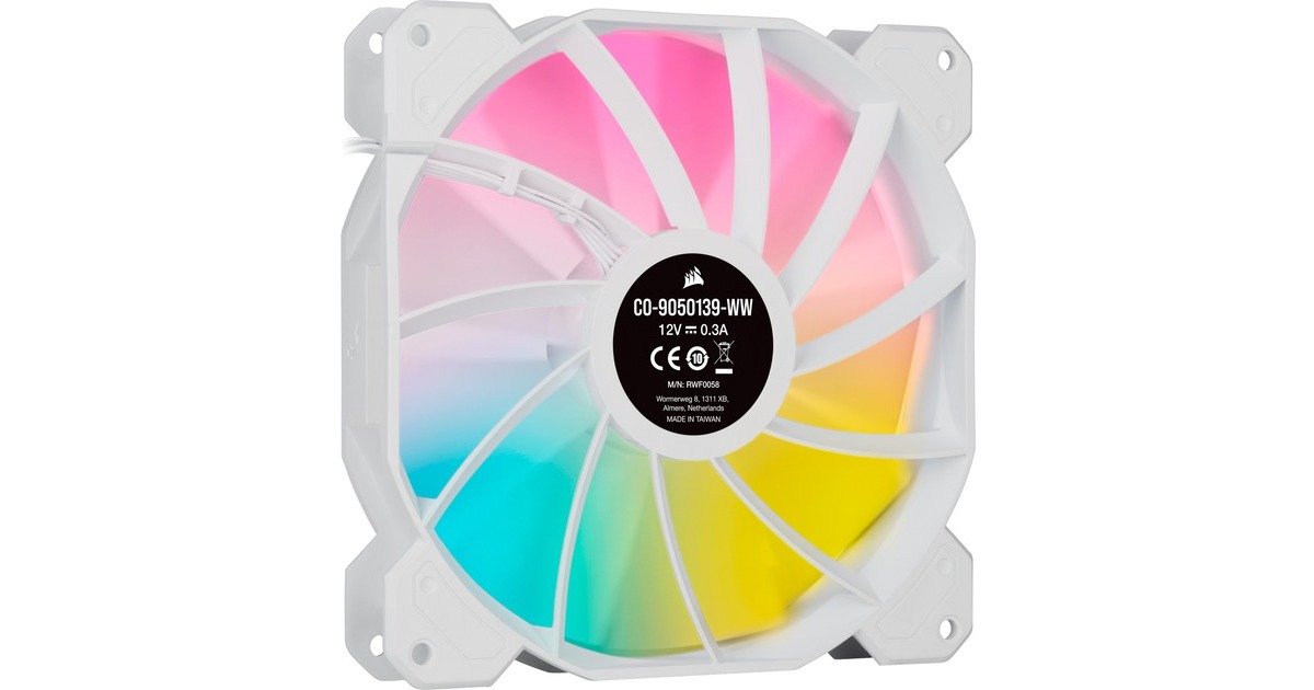 CorsairiCUE SP140 RGB ELITE Performance + Lighting Node CORE case fans  (Wit, 2 stuks, 140 x 140 x 25 mm, PWM)