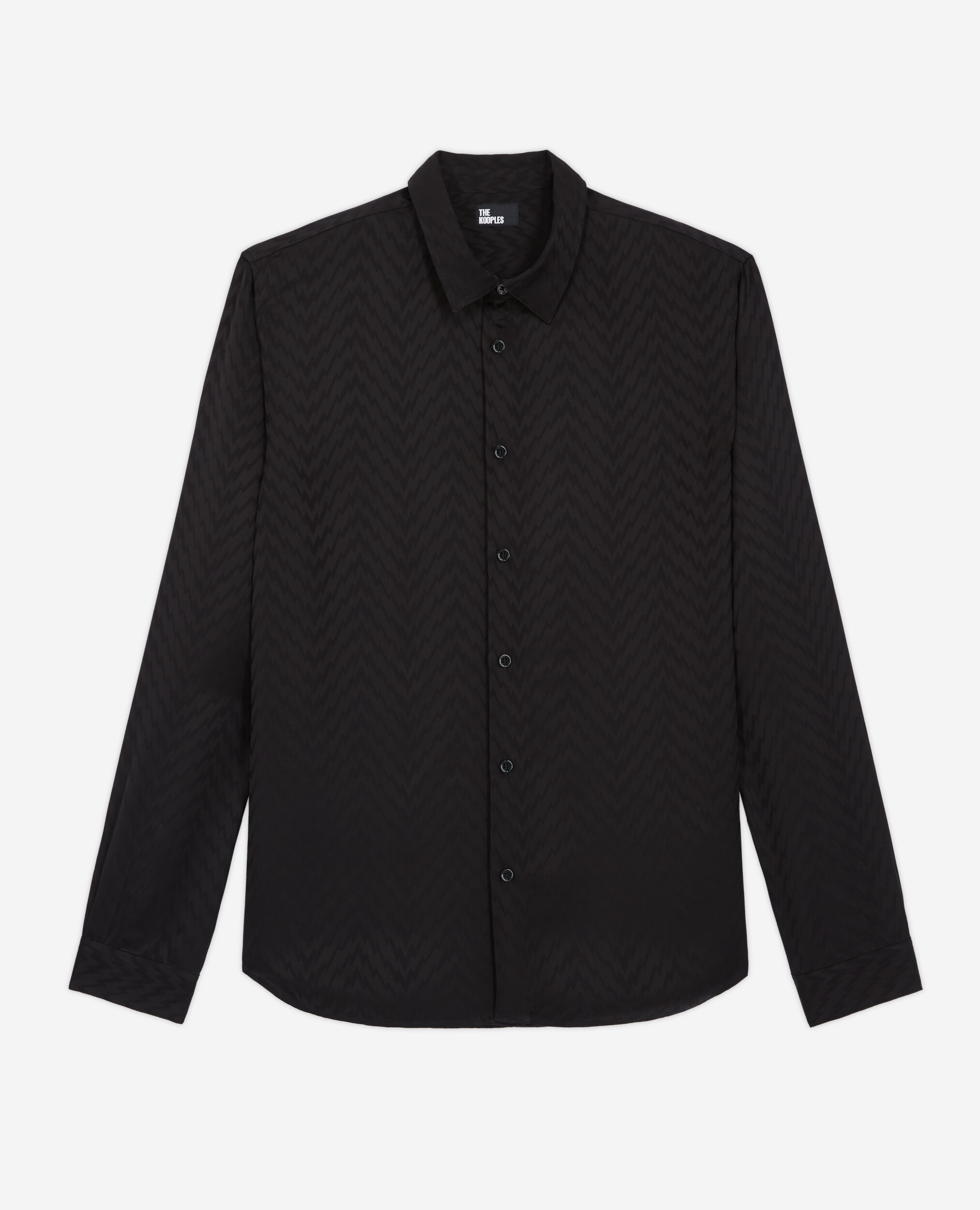 Chemise col classique en jacquard noire