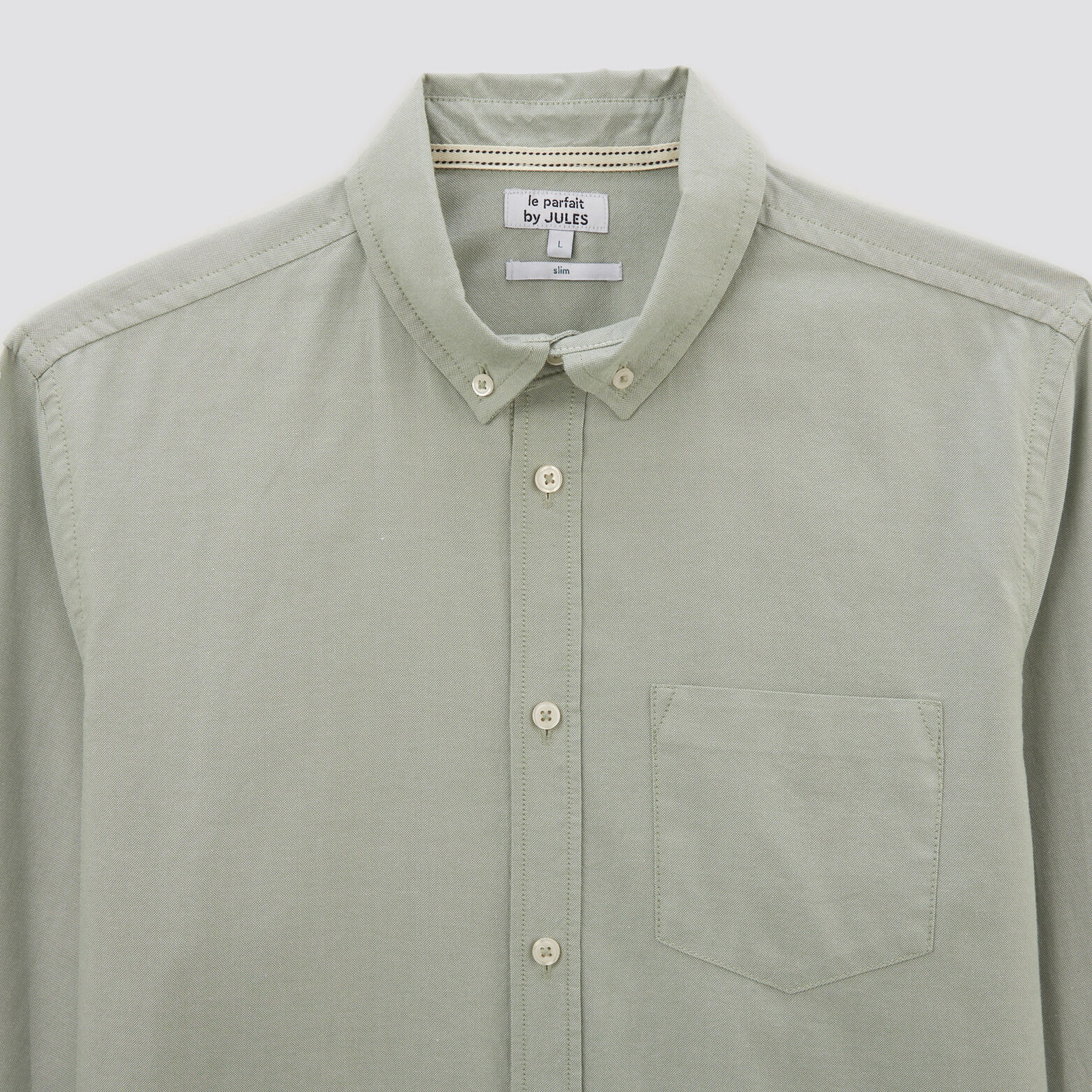 Chemise oxford unie 'le parfait by JULES' coton bi Vert kaki