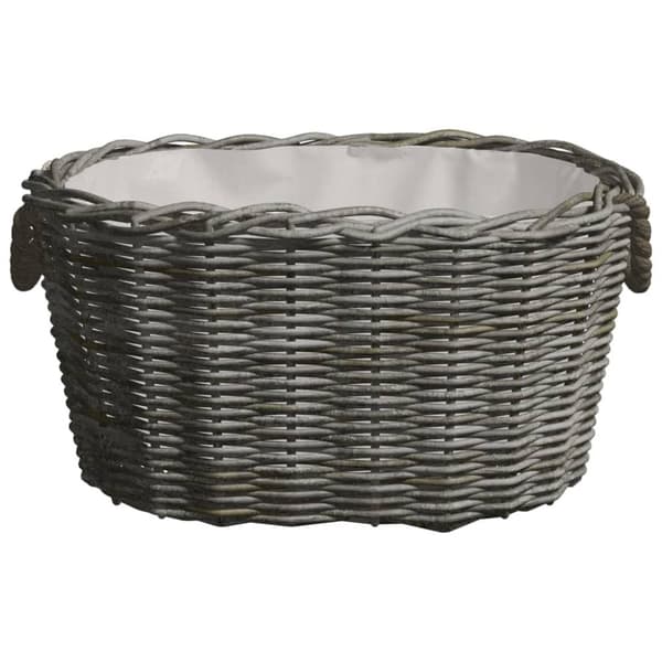 vidaXL Vedkurv med bærehåndtak 59x42x28 cm grå selje