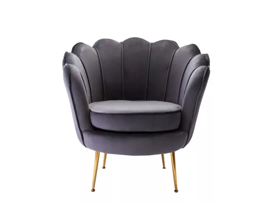 Fauteuil coquillage en velours anthracite DANDELION de Pascal Morabito