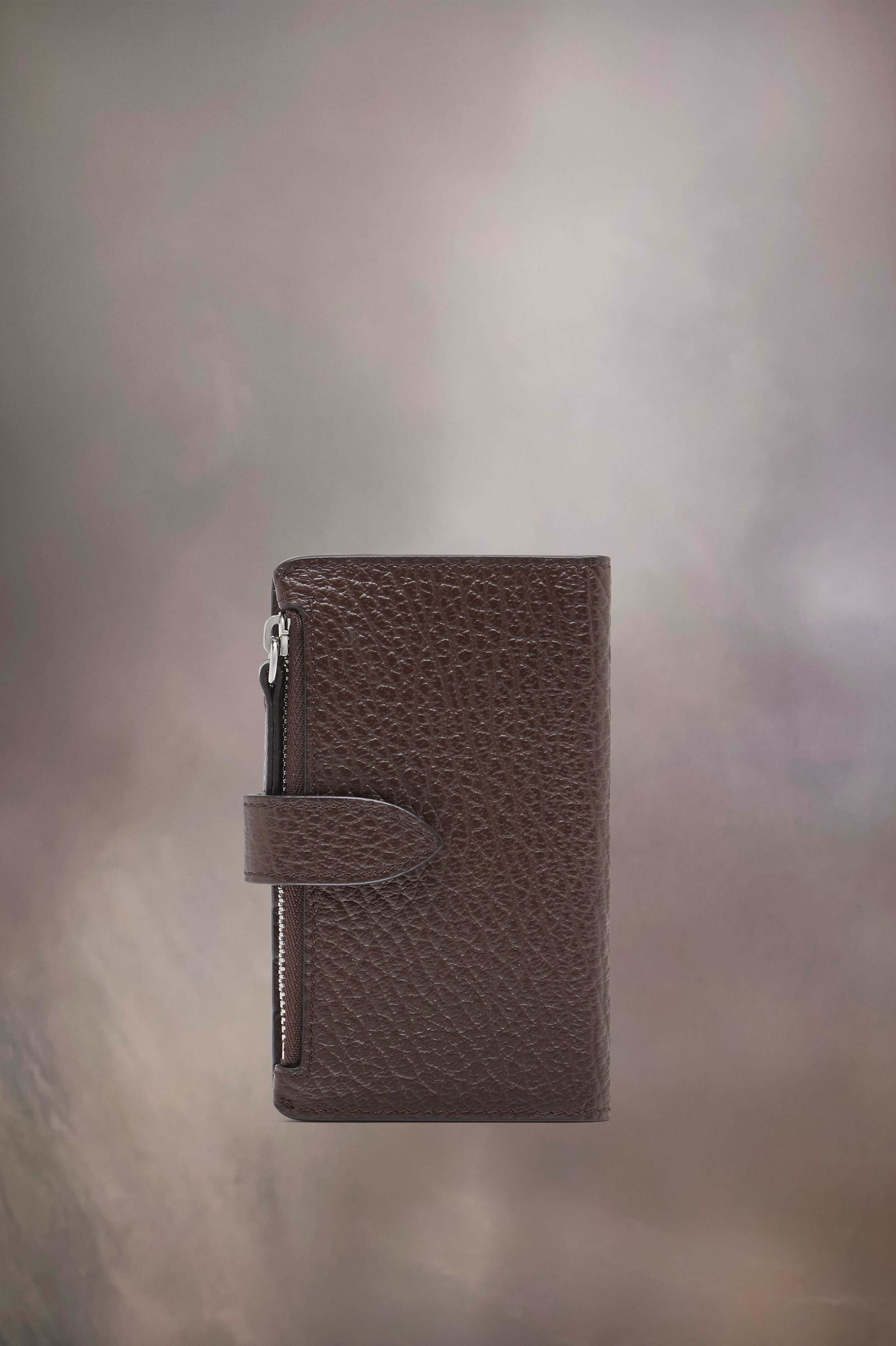 Brown Leather Clipped Cardholder with Zip Noix
