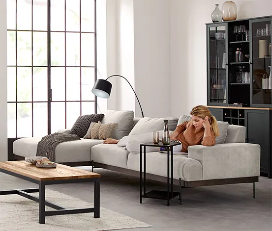 Scapa Ecksofa mit Longchair links, cremefarben