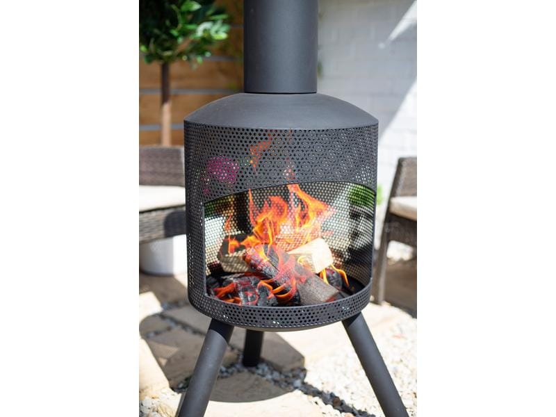 La Hacienda Erlebnisofen Santana, Ø 58 cm Perforierter Outdoor-Kamin mit dekorativem Schornstein