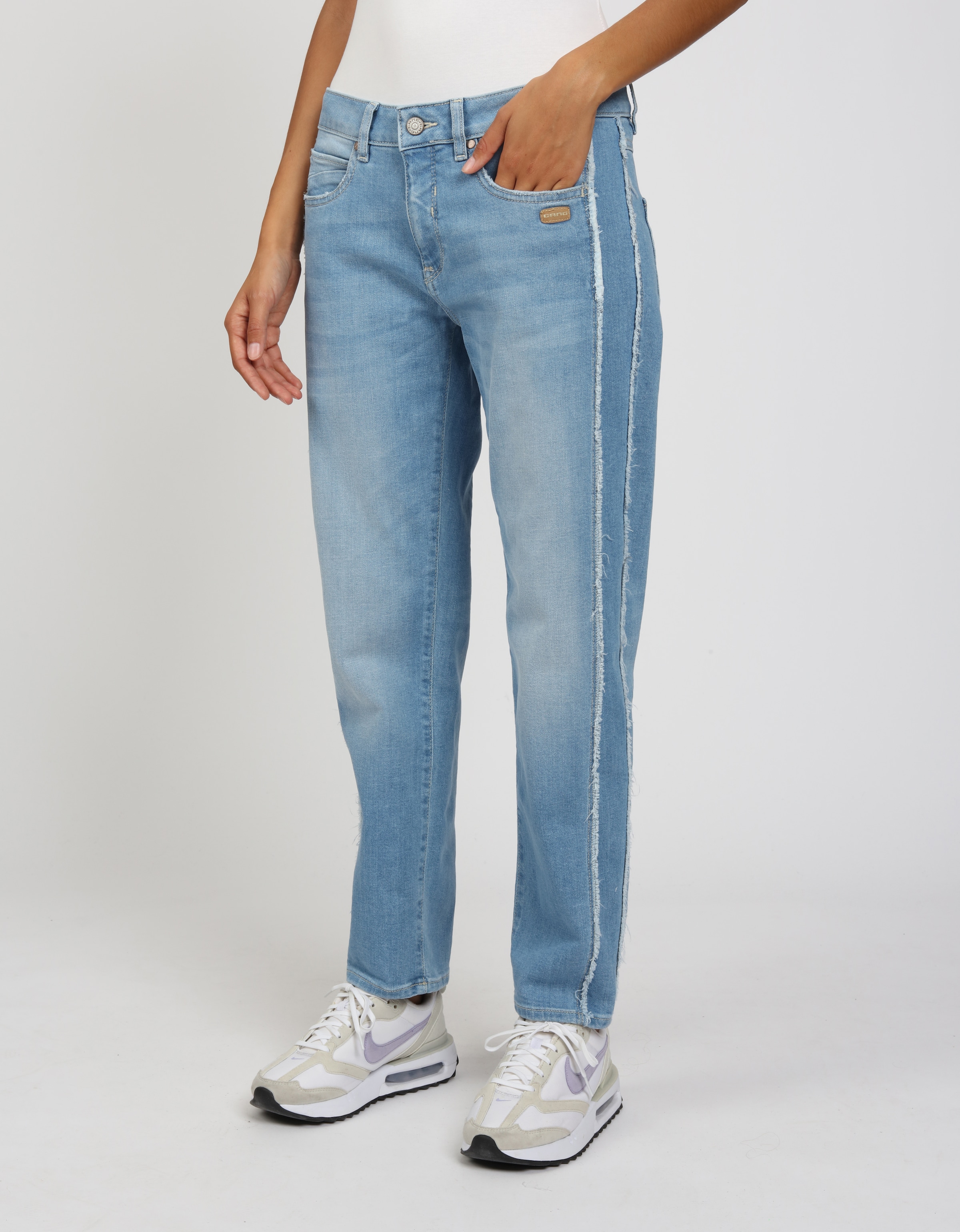 GANG Boyfriend-Jeans »94NADIA«, mit seitlichen Fransenstreifen