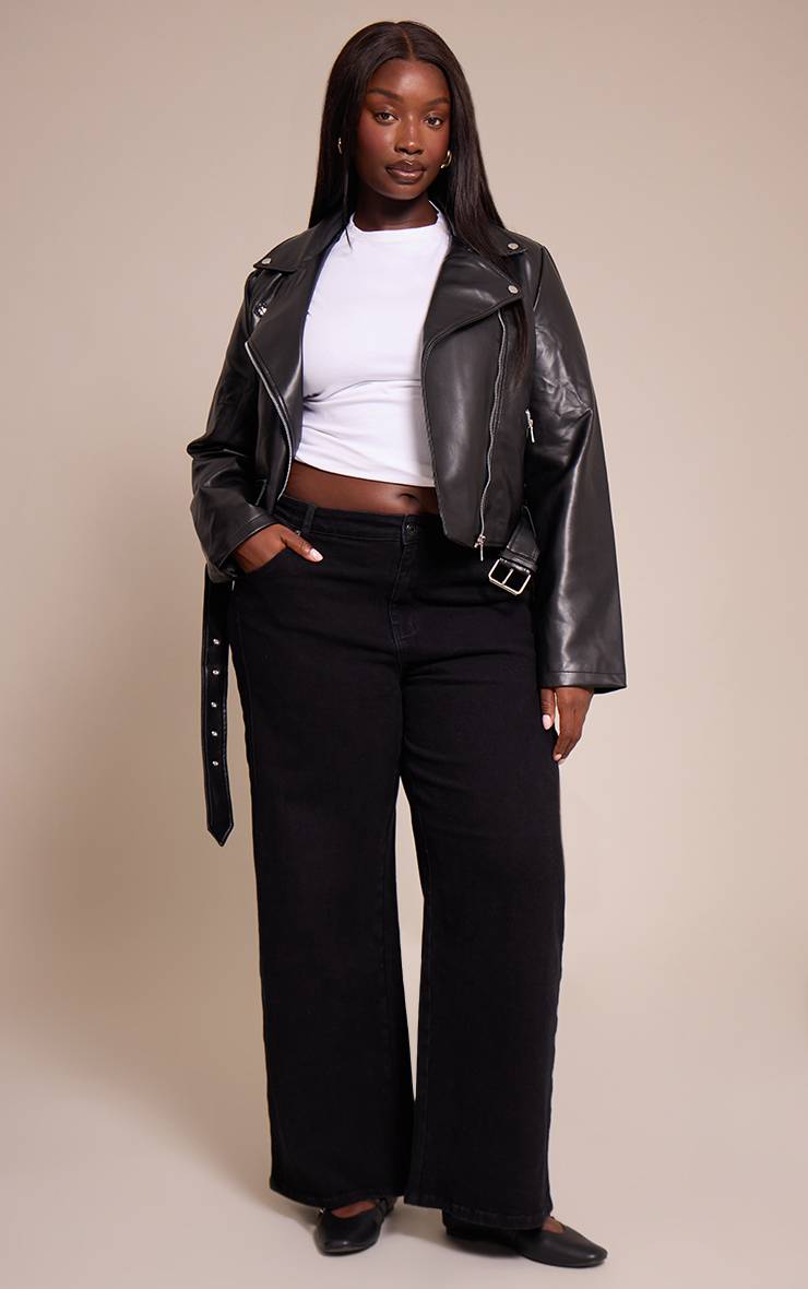 Noir Délavé Jean À Taille Ajustable Grande Taille