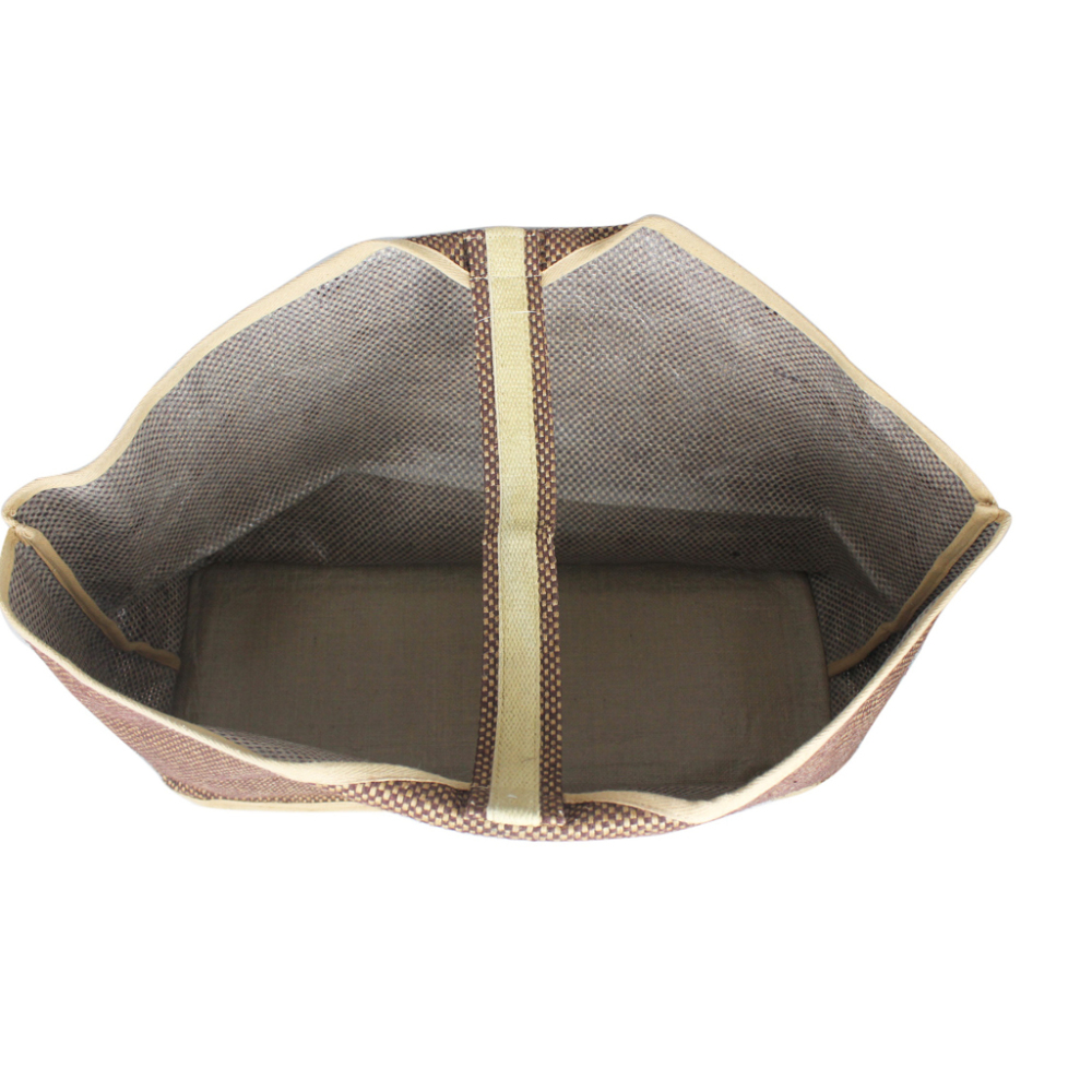 Sac à bûches en jute naturel et brun