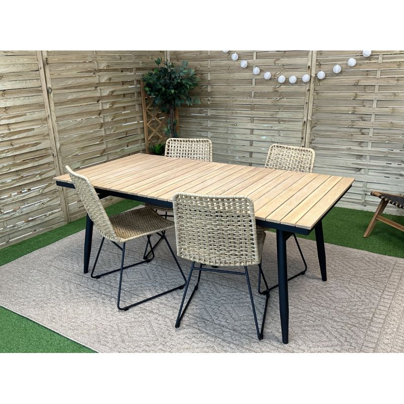 Ensemble table alba en bois d'acacia fsc et 4 chaises de jardin
