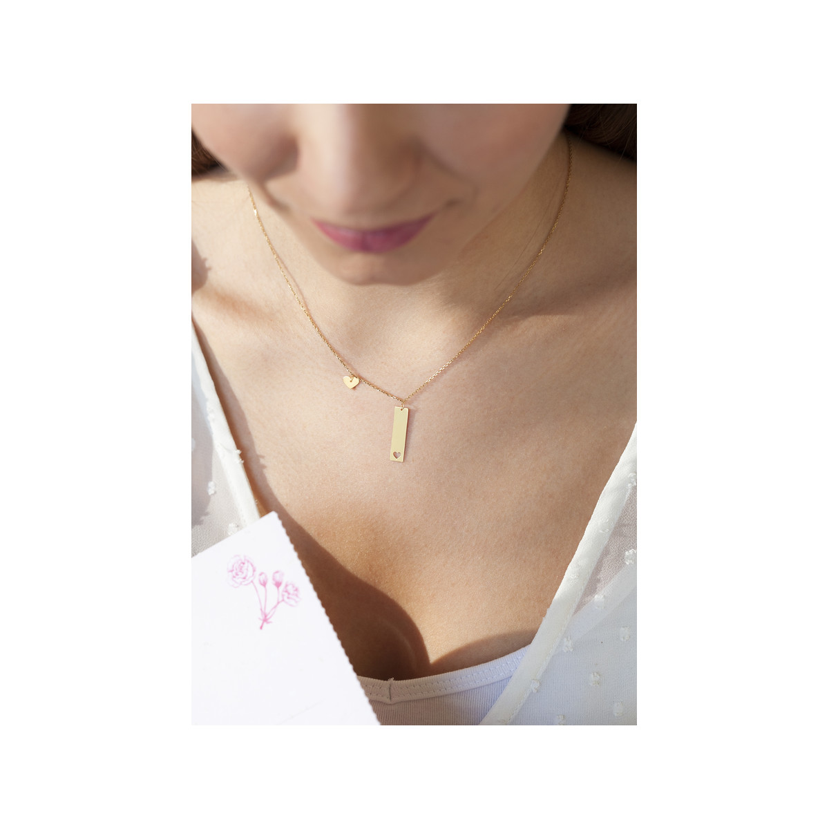 Collier or 375 jaune coeur 45 cm