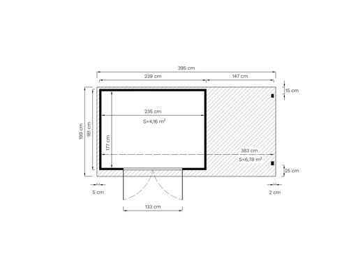 Bertilo Timmo 4 Plus tuinhuis inclusief vloer en lessenaarsdak, 400 × 200 cm, natuurlijke afwerking