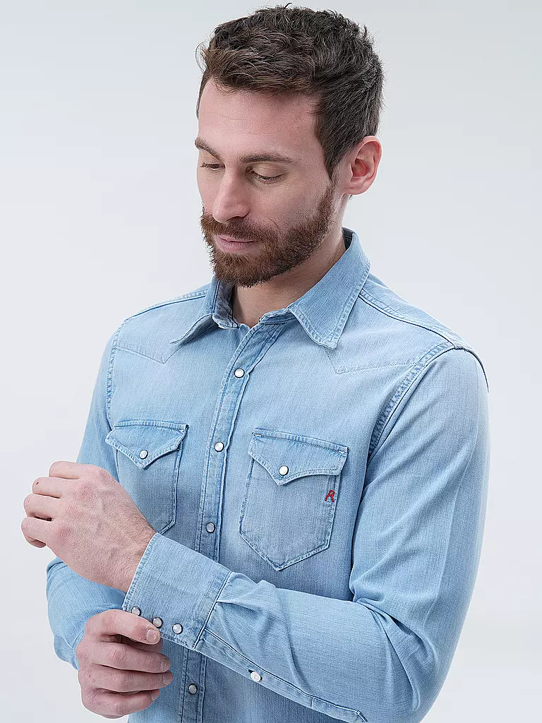 REPLAY Jeanshemd  hellblau
