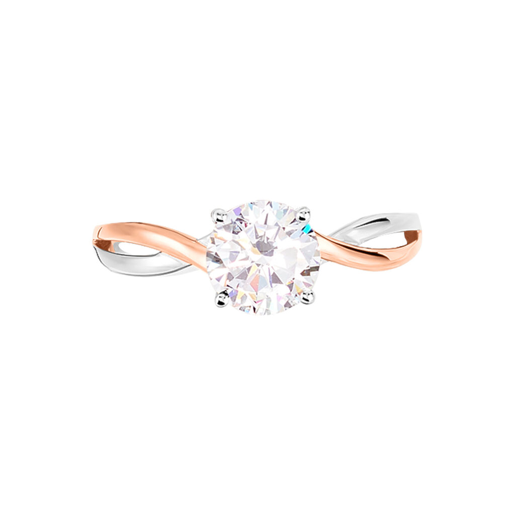 Bague Solitaire Micheline Or Bicolore Oxyde De Zirconium