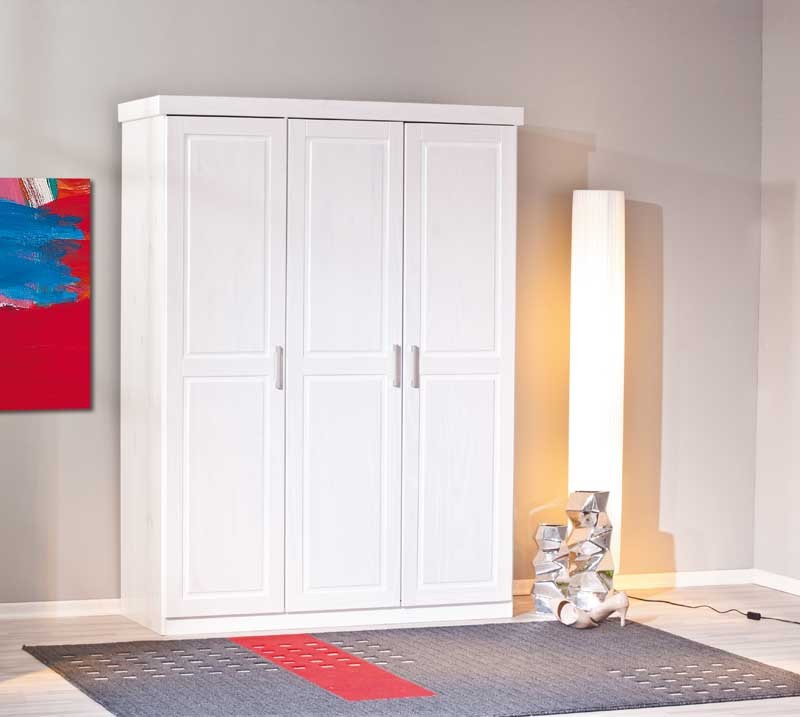 Kleiderschrank MAGNUS - weiß - Massivholz - 140 cm