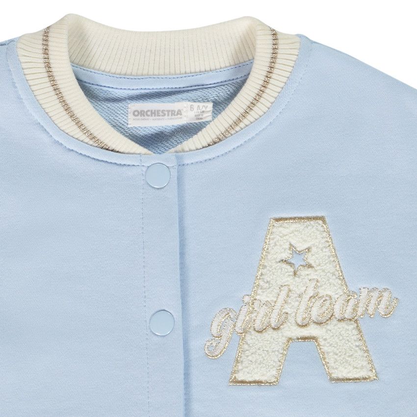 Blouson teddy en molleton patch bouclettes pour fille - Bleu