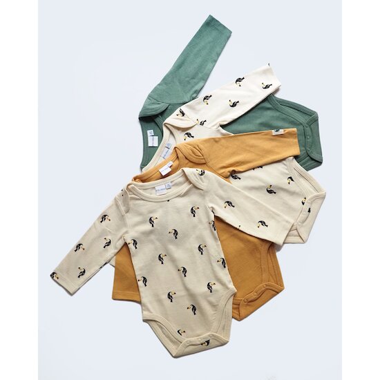 Lot 2 bodies manches longues en coton recyclé   Beige/Camel        de               P'tit bisou