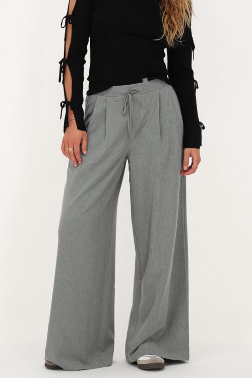 Grijze wide leg met strik