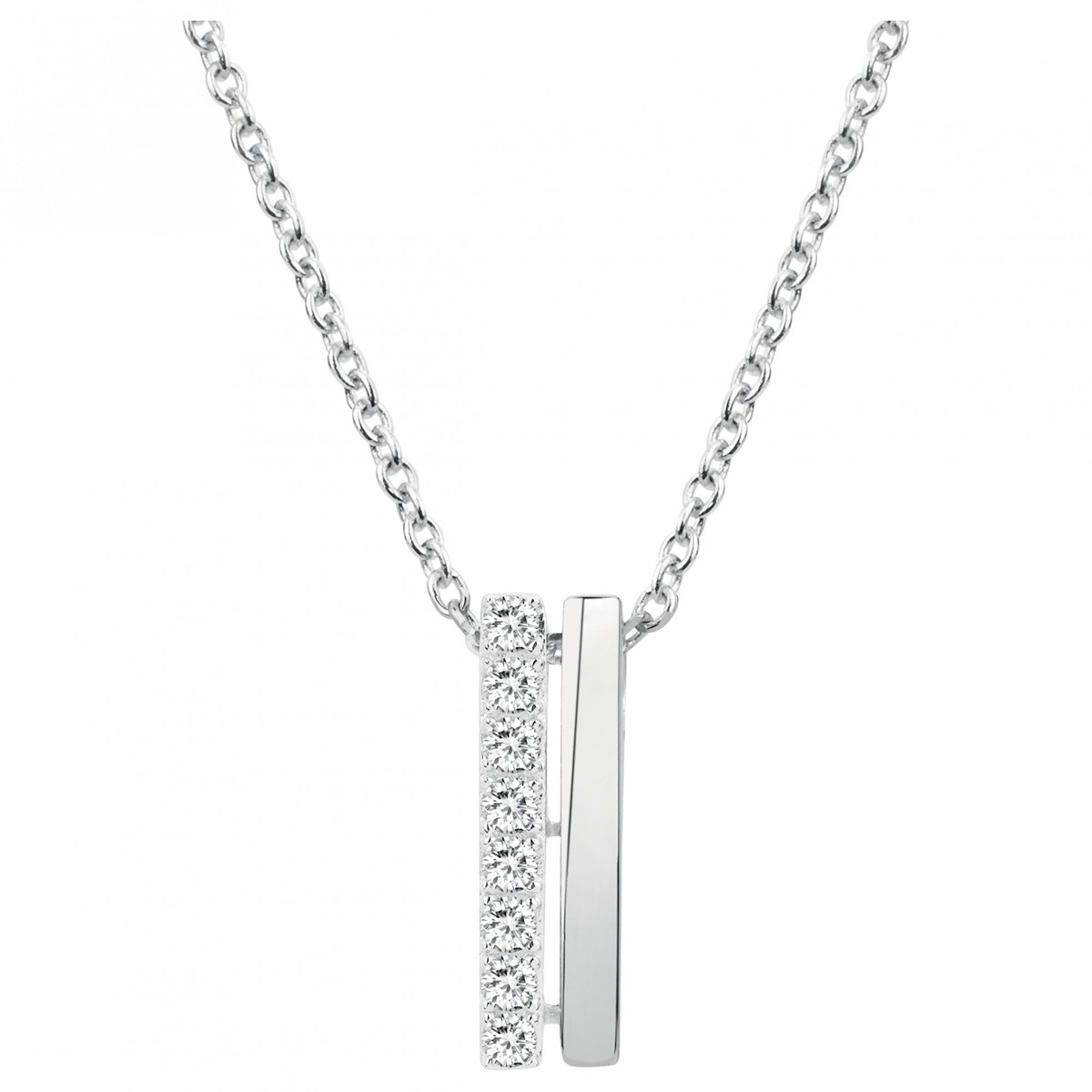 Collier mono-motif en Argent avec oxyde de zirconium blanc
