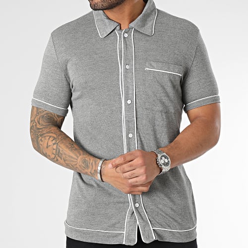 Chemise Manches Courtes Gris Chiné