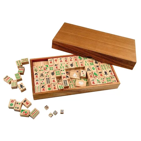 Philos Mah Jongg, aus Holz, mit arabischen Zahlen