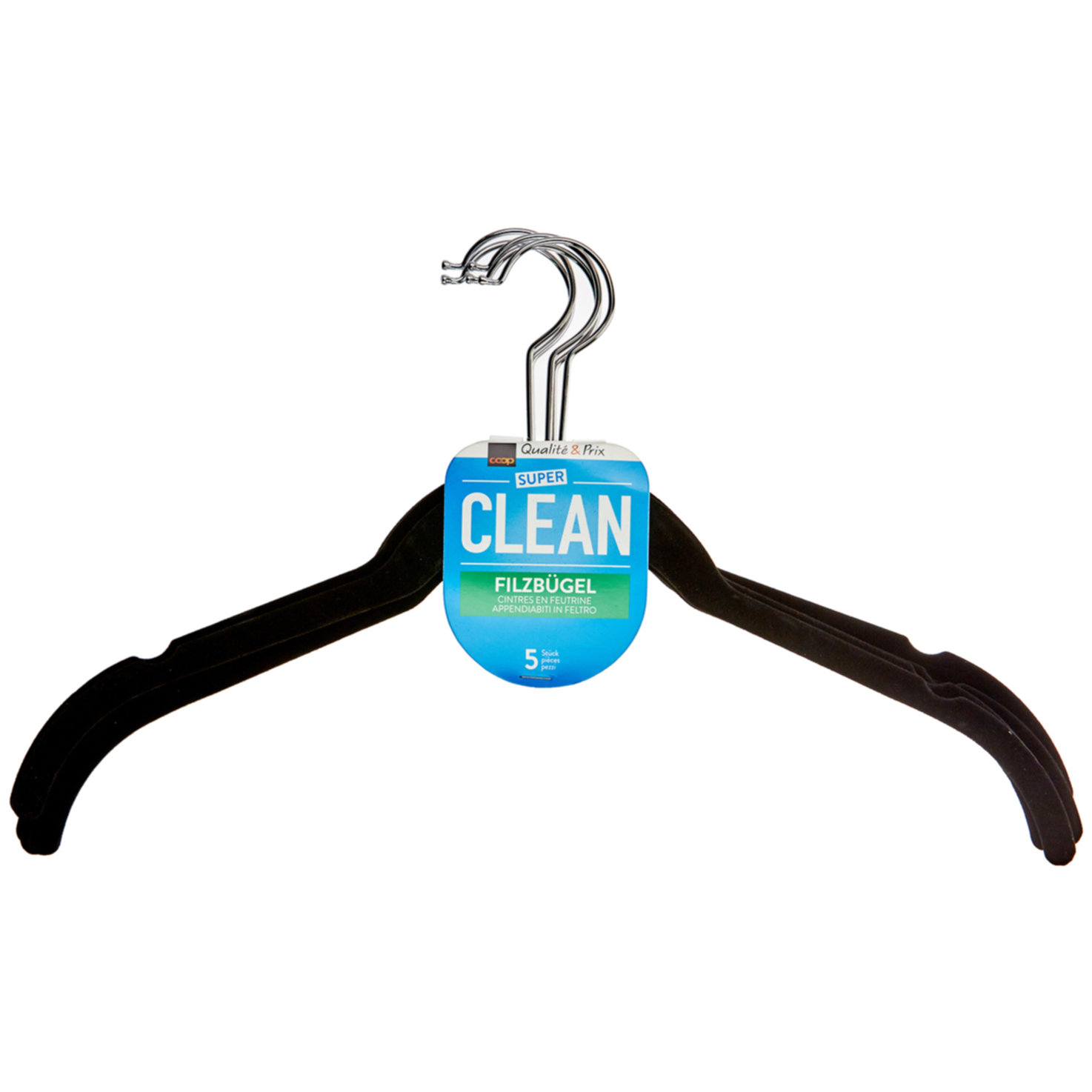 Super Clean Kleiderbügel Filz schwarz, 5 Stück