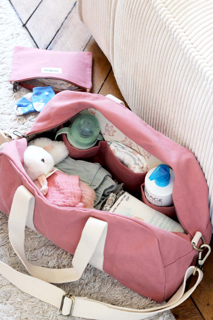 Sac à langer Rose blush : Charlie et sa pochette Lou