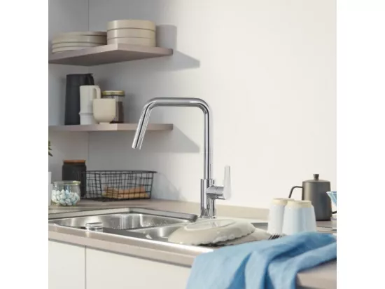 Robinet de cuisine avec douchette GROHE Start bec haut chromé 2 jets