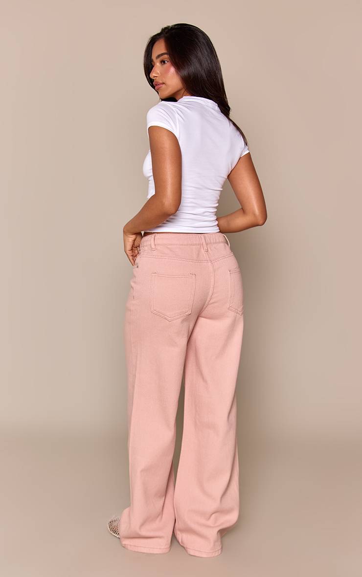 Rose Jean Droit Petite Taille Rose Poudré