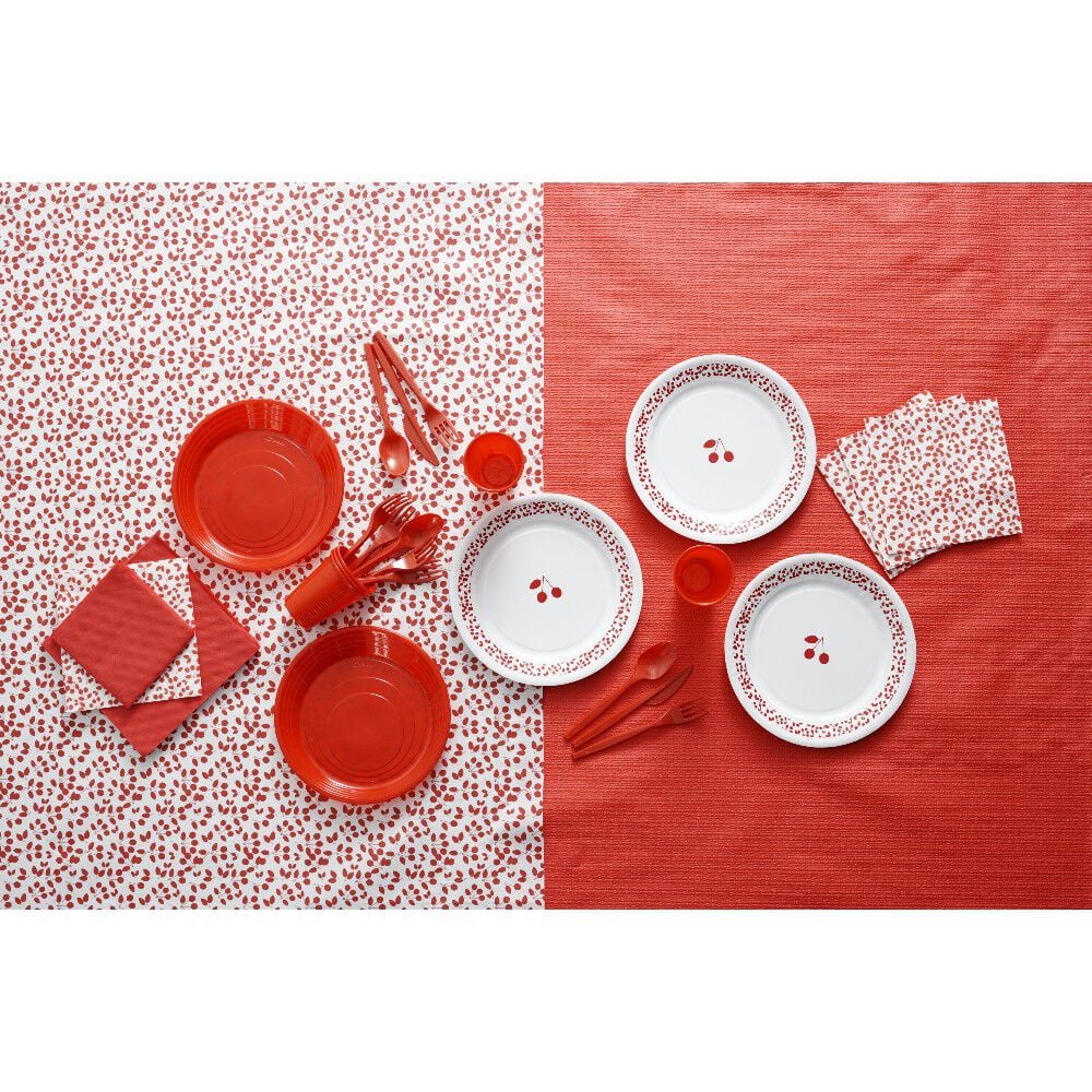Serviette carrée rouge 2 plis en papier x40
