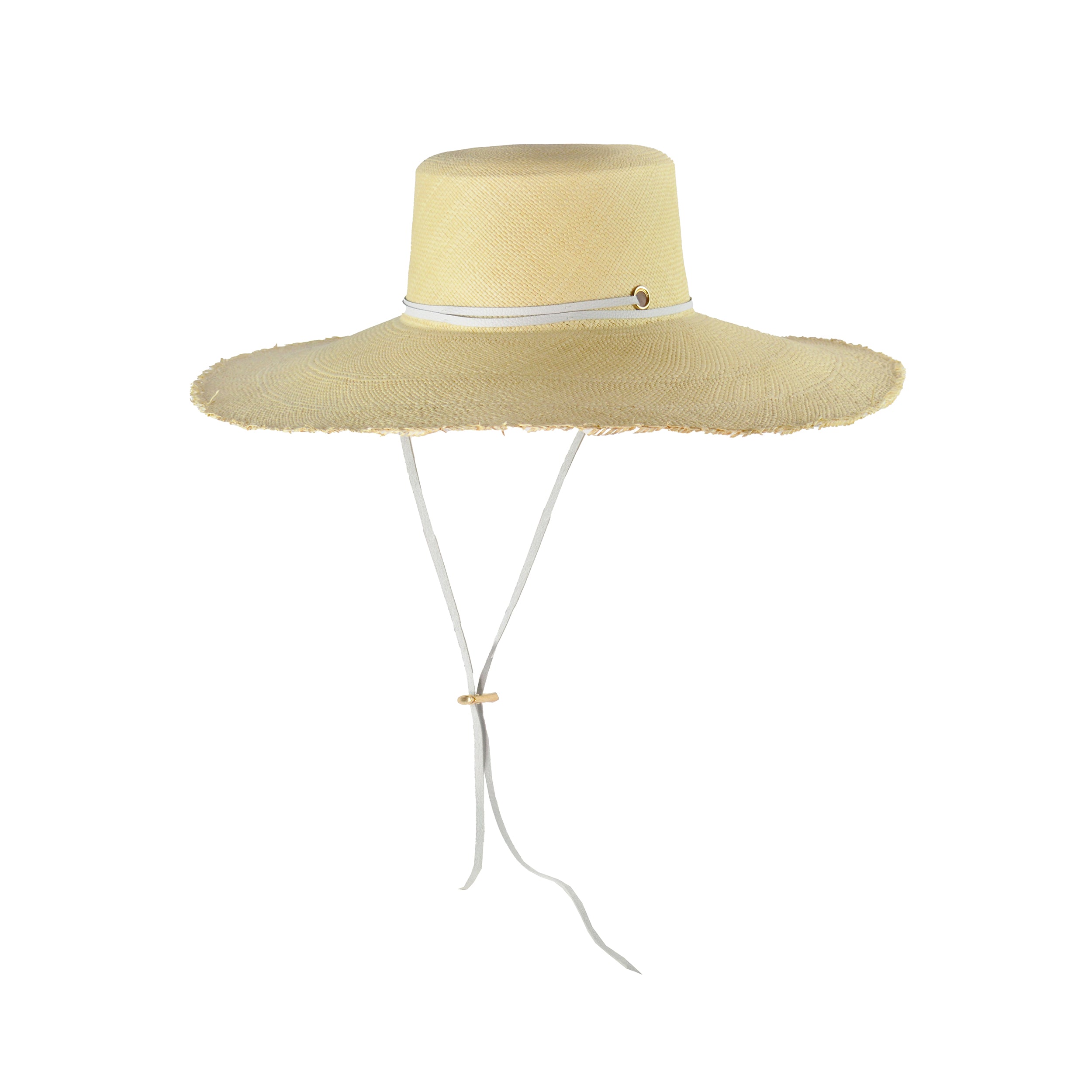 Chapeau à bords extra longs en cuir Cordovan effiloché