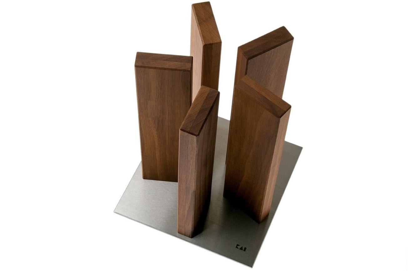 Kai Stonehenge magnetisch messenblok, edelstaal/walnoothout, STH-5