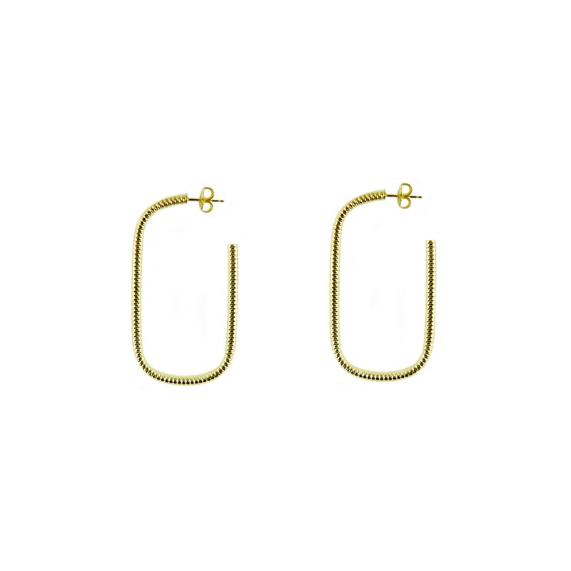 Boucles D'oreilles Tube En Argent Forme Ovale Modèle Moyen Doré