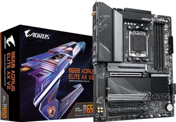 Gigabyte B650 AORUS ELITE AX V2 - Bundkort - ATX - Socket AM5 - AMD B650 Chipset - USB 3.2 Gen 2, USB 3.2 Gen 1, USB-C 3.2 Gen2, USB-C 3.2 Gen 2x2 - 2.5 Gigabit LAN, Wi-Fi 6, Bluetooth - onboard grafik (CPU påkrævet) - HD Audio (8-kanaler)