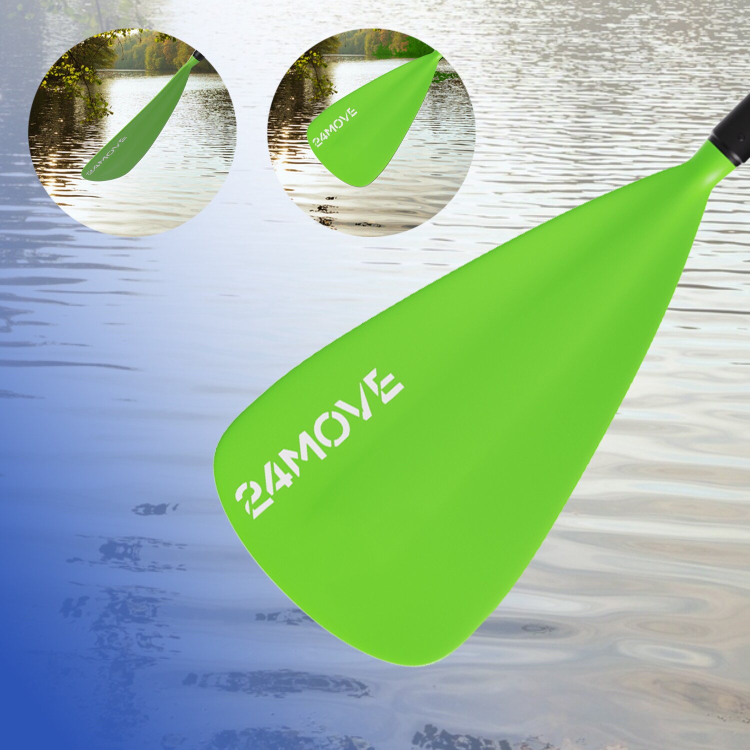 24MOVE® Paddel Einzelpaddel Stechpaddel für SUP Stand Up Board, Kajak, Leicht aus Aluminium 210cm, verstellbar grün