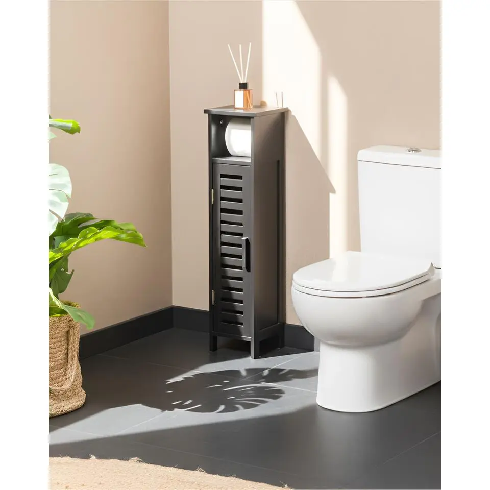 OLATHE - Toiletrolhouder - Zwart - Bamboehout