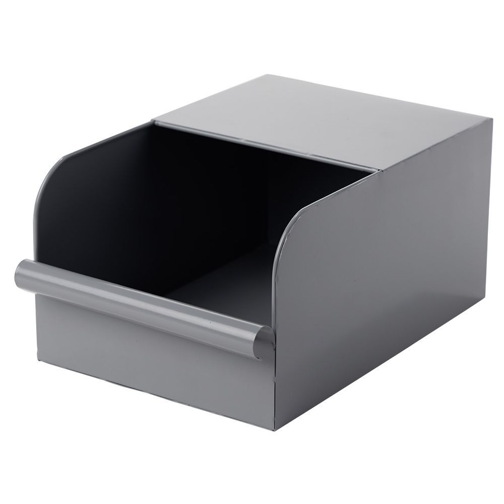 Bac de rangement en métal gris - L17,5 x l25 x H12,5 cm
