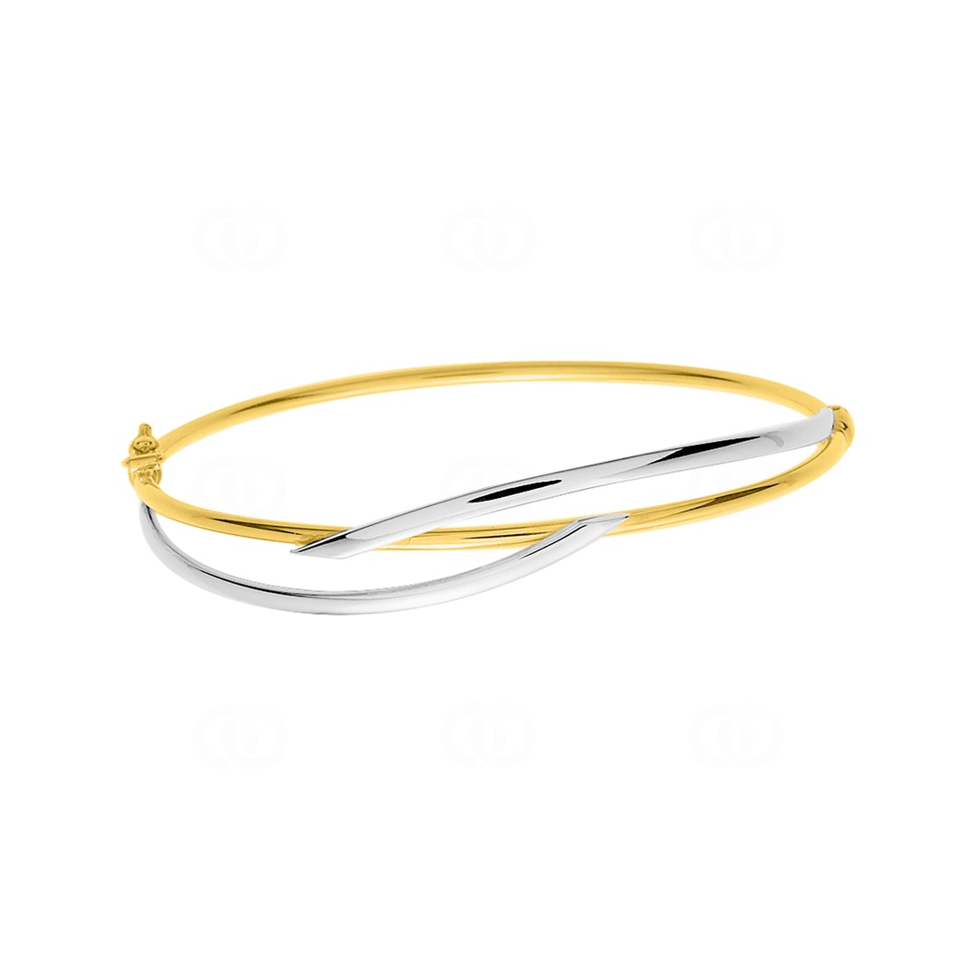 Armreif oval 750/18 K Gelb-/Weissgold