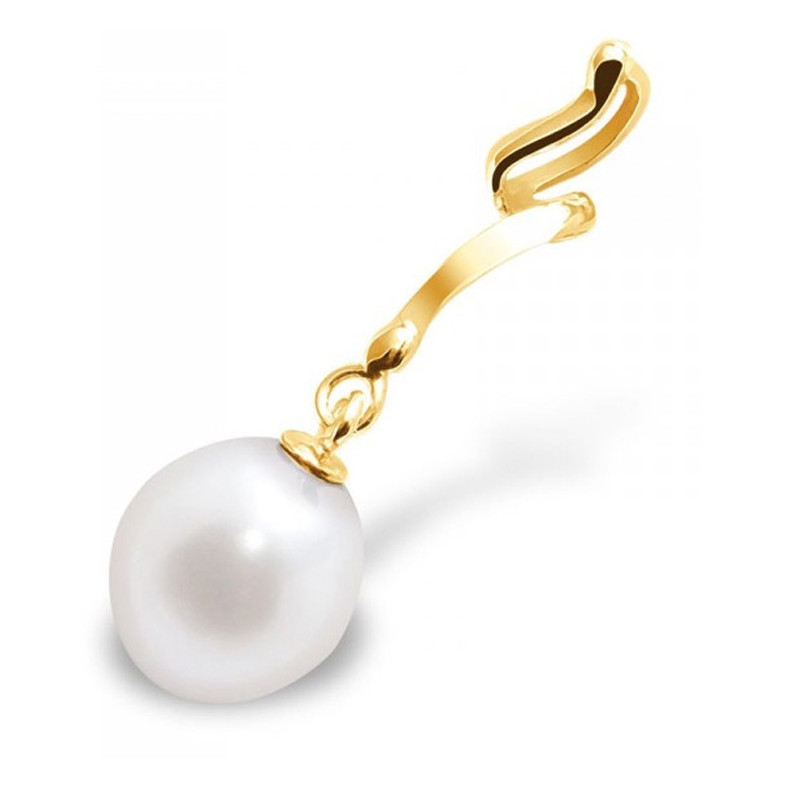 Pendentif Perle de Culture d'eau douce Blanche et Or Jaune 375/1000
