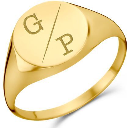 Ronde Gouden zegelring met twee initialen Names4Ever